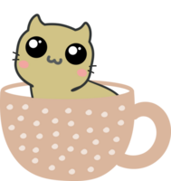 gatto su tazza di tè cartone animato personaggio ritagliare png