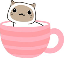 gatto su tazza di tè cartone animato personaggio ritagliare png