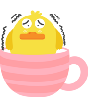 Chick on teacup cartoon character crop-out png