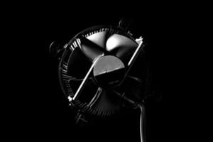 computer heatsink fan on dark background