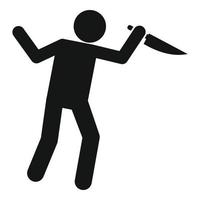 hombre, cuchillo, violencia, icono, simple, estilo vector