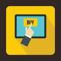 Online shopping icon, flat style vector