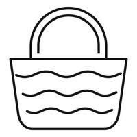 icono de bolsa de playa de mujer, estilo de esquema vector