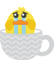 pollito en taza de té personaje de dibujos animados crop-out png