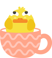 pollito en taza de té personaje de dibujos animados crop-out png