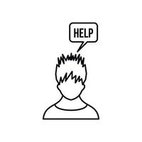 Man needs help icon, outline style vector