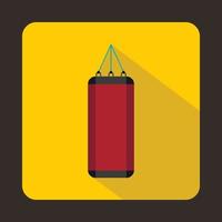 Red punching bag for boxing icon, flat style vector