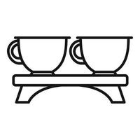 icono de tazas de ceremonia del té, estilo de esquema vector