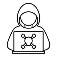 icono de hacker criminal, estilo de contorno vector