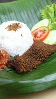 tripe food on banana leaf with classic and traditional theme photo