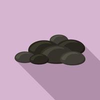 Coal stone icon, flat style vector