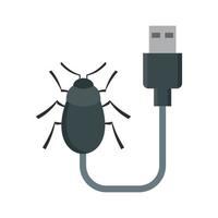 Usb bug icon, flat style vector