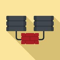 Server firewall icon, flat style vector