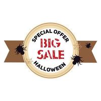 Halloween big sale logo, cartoon style vector