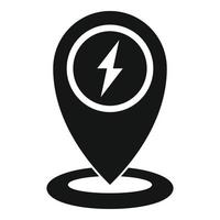 Gps pin charging car station icon, simple style vector