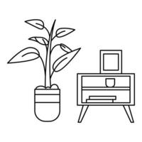 Room plant table icon, outline style vector