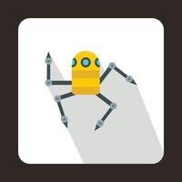 Robot spider icon, flat style vector