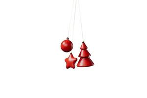 Red Christmas toys on a white background 3d render illustration. photo