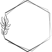 marco hexagonal decorado con algunas hojas de plantas se utiliza en diseños de imágenes prediseñadas y plantillas png