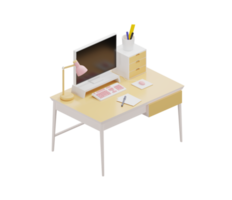 3D Desk with computer png