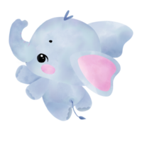 cute baby elephant pastel blue  gesturing happy, dancing, jumping, floating png