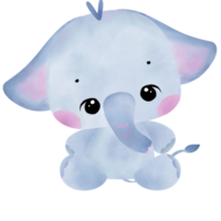 mignon bébé éléphant bleu pastel gesticulant heureux, dansant, sautant, flottant png