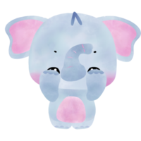 mignon bébé éléphant bleu pastel gesticulant heureux, dansant, sautant, flottant png