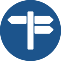 Road signs icon in blue circle. png
