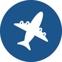 Airplane icon in blue circle. png