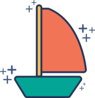 Sailboat icon illustration glyph style design with color and plus sign. png