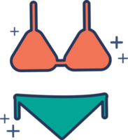 Bikini icon illustration glyph style design with color and plus sign. png