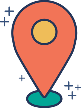 kolla upp i plats ikon illustration glyf stil design med Färg och plus tecken. png