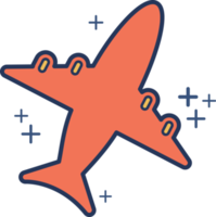 Airplane icon illustration glyph style design with color and plus sign. png