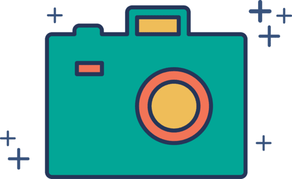 kamera ikon illustration glyf stil design med Färg och plus tecken. png