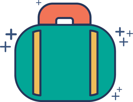 resa bagage ikon illustration glyf stil design med Färg och plus tecken. png