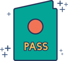 pass ikon illustration glyf stil design med Färg och plus tecken. png