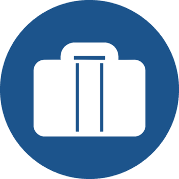 hand bagage ikon i blå cirkel. png