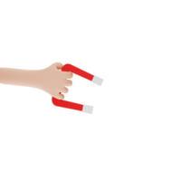 Hand holding a magnet.3D rendering png