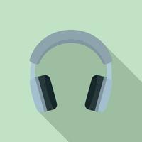 Grey headphones icon, flat style vector