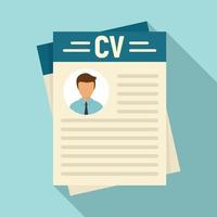 icono de documento cv, estilo plano vector