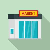 Gas station market icon, flat style vector