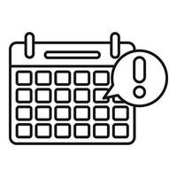 Calendar notification icon, outline style vector
