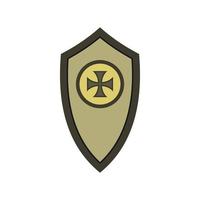 Warrior shield with cross icon, flat style vector