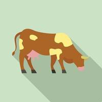 icono de vaca de granja, estilo plano vector