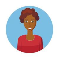 icono de avatar de mujer afroamericana, estilo de dibujos animados vector