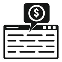 Web page finance icon, simple style vector