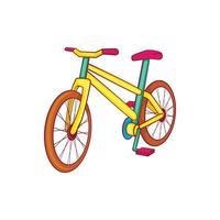 icono de bicicleta amarilla, estilo de dibujos animados vector