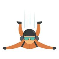 Skydiver flying icon, flat style vector