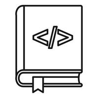 icono de prueba de software de libro, estilo de contorno vector