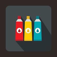 Three tubes with colorful paint icon vector